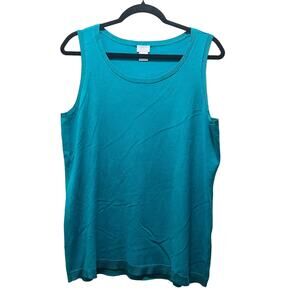 Chico's Cami Tank Top Blue Scoop Neck Stretch Pullover Tee Sz 2 Medium